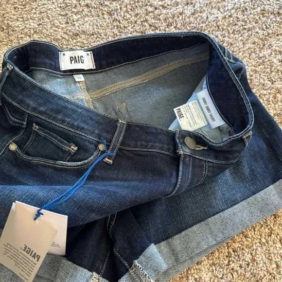 NWT PAIGE Jimmy Jimmy Short Cuffed Dark Wash 
size 28 - Picture 6 of 12